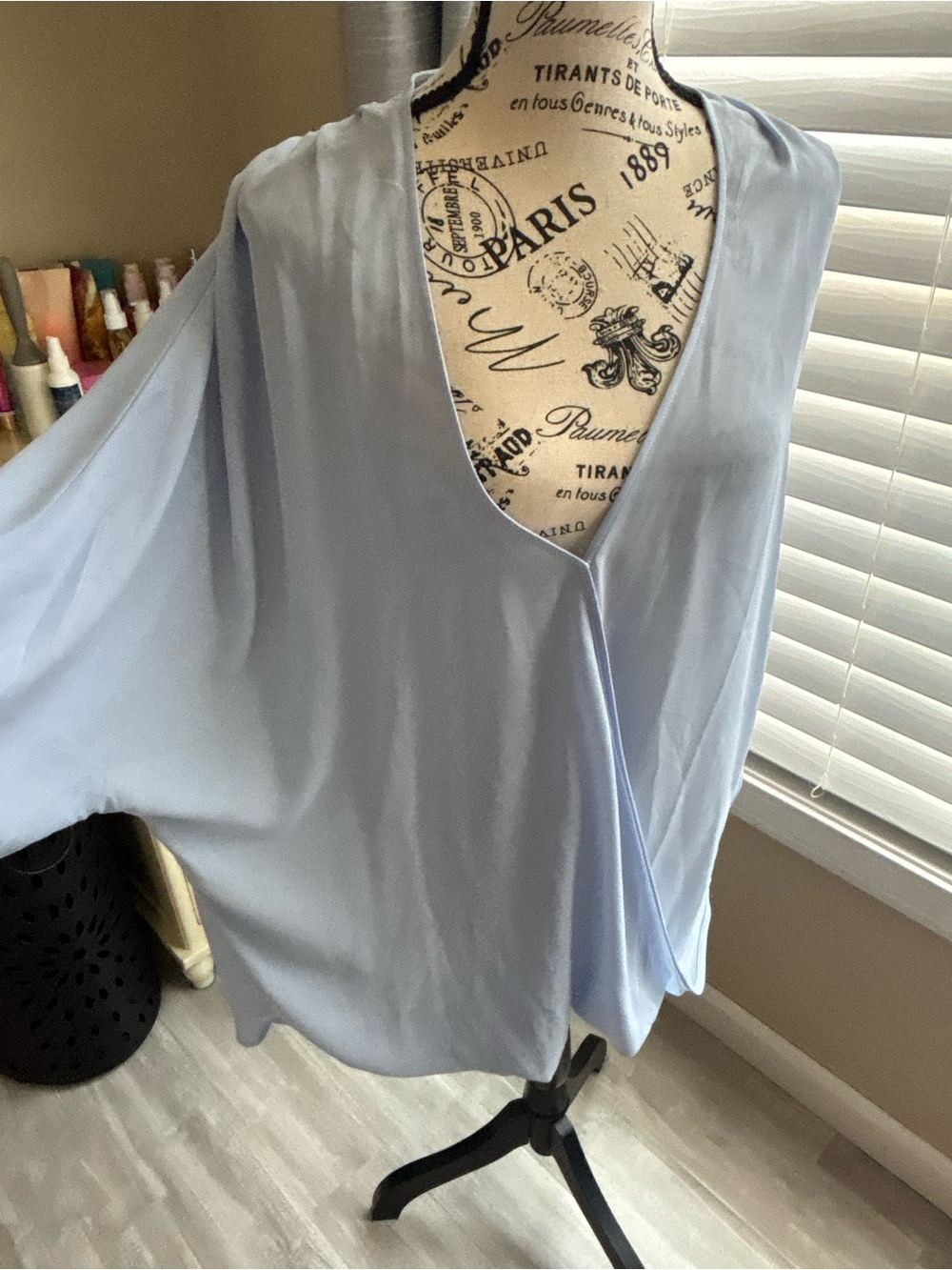Banana Republic Light Blue Draped V-Neck Blouse